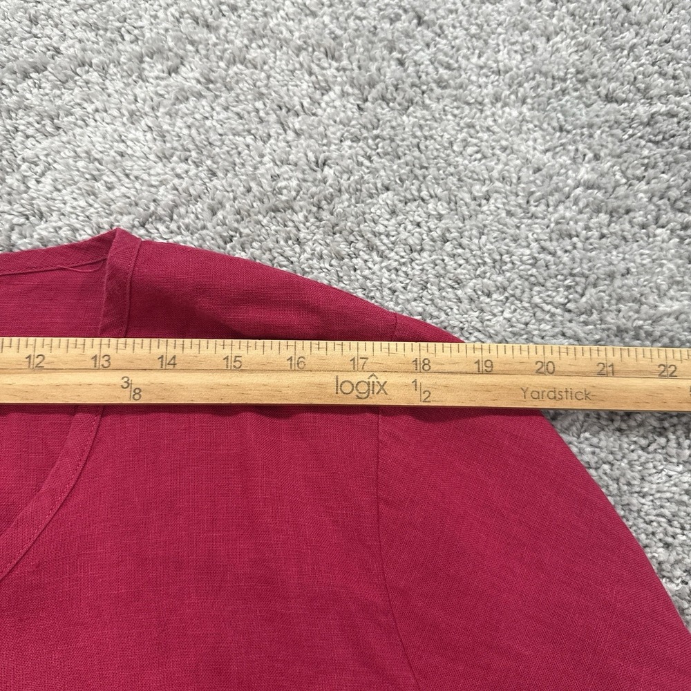 Flax 100% Linen Top Womens L Raspberry Lagenlook Boxy Lagom Coastal Oversized - Picture 3 of 14